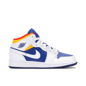 Jordan 1 Mid White Laser Orange Deep Royal Blue (GS) 554725-131 - Phonecase4u photo 1