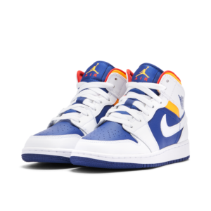 Jordan 1 Mid White Laser Orange Deep Royal Blue (GS) 554725-131 - Phonecase4u photo 4