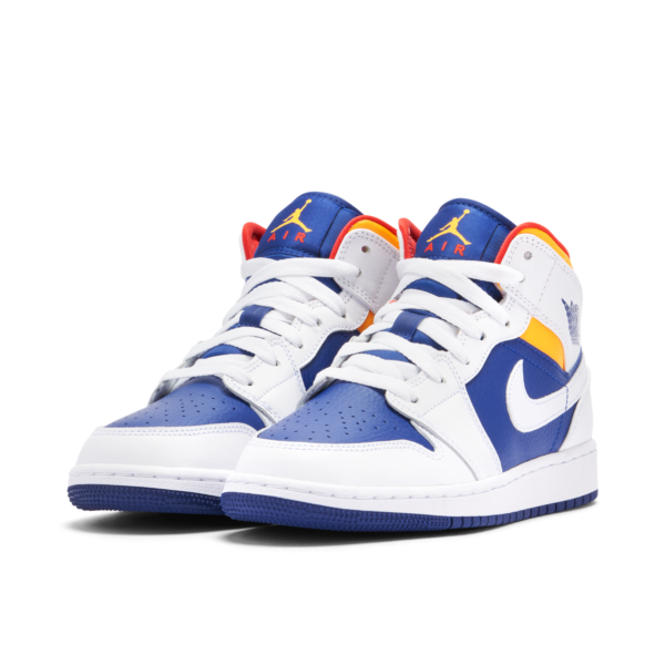 Jordan 1 Mid White Laser Orange Deep Royal Blue (GS) 554725-131 - Phonecase4u photo 4