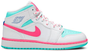 Jordan 1 Mid White Pink Green Soar (GS) 555112-102 - Phonecase4u photo 1