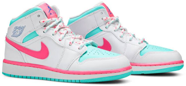 Jordan 1 Mid White Pink Green Soar (GS) 555112-102 - Phonecase4u photo 5