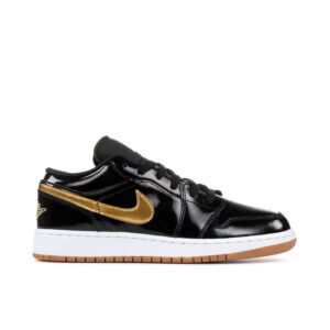 Jordan 1 Retro Low Black Gold Patent (GS) 554723-032 - Phonecase4u photo 1