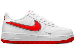 Nike Air Force 1 White Habanero Red Mini Swoosh (GS) DX9269-101 - Phonecase4u photo 1