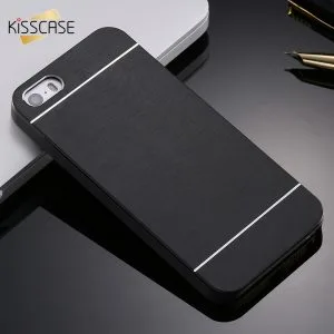 KISSCASE For iPhone 4 & 4S:  Deluxe Aluminum Metal Brush Hybrid Protective Back Cover