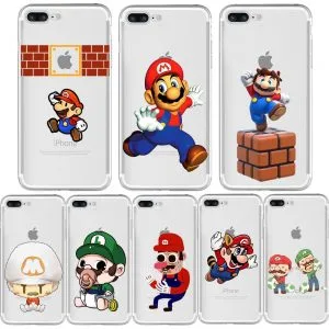Transparent Super Marios Bros iPhone Cases - Clear Para Cover for iPhone 5, 6, 7