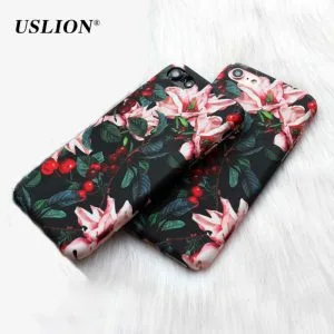 USLION Case For iPhone 7 Retro Flower Cherry Tree Hard PC Phone Cases Cover Back Case Coque For iPhone 7 6 6s Plus 5 5s SE