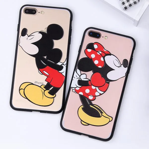 cute Cartoon Mickey Minnie Mouse Kiss Love Couple Soft TPU Back Cover phone Case for iPhone 7 plus 6 6s plus Fundas fashion - Image 4