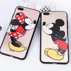 cute Cartoon Mickey Minnie Mouse Kiss Love Couple Soft TPU Back Cover phone Case for iPhone 7 plus 6 6s plus Fundas fashion