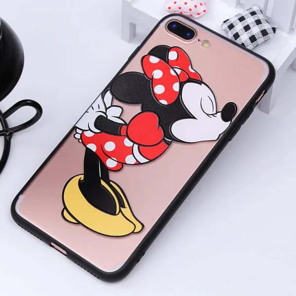 cute Cartoon Mickey Minnie Mouse Kiss Love Couple Soft TPU Back Cover phone Case for iPhone 7 plus 6 6s plus Fundas fashion - Image 5