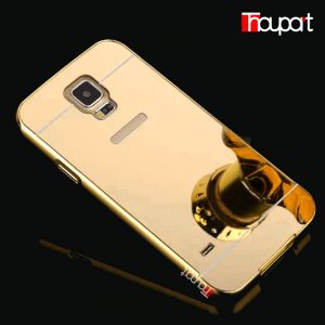 New Luxury Golden plating Aluminum Frame + Mirror Acrylic Back Cover Case for Samsung Galaxy S5 i9600 Phone protective