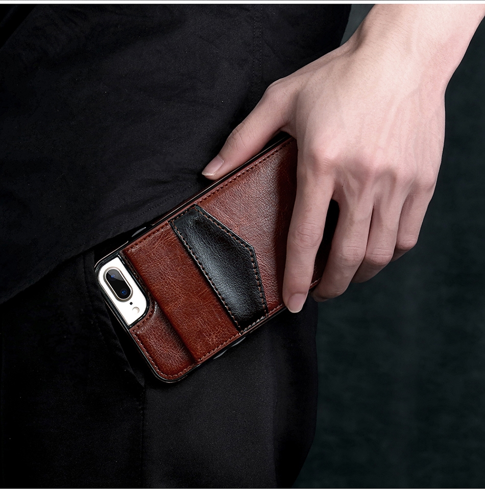 remarkable leather wallet phone case with luxury business style (brown)