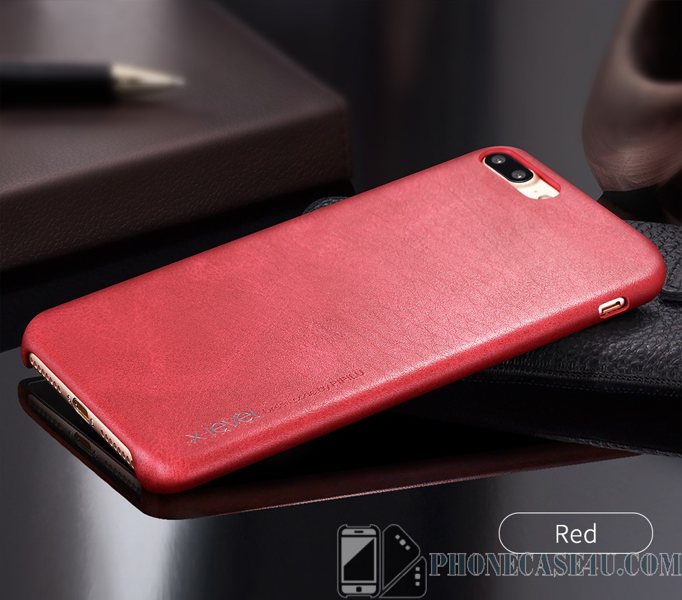 Red X-Level Vintage TPU Leather Phone Case For iPhone 8
