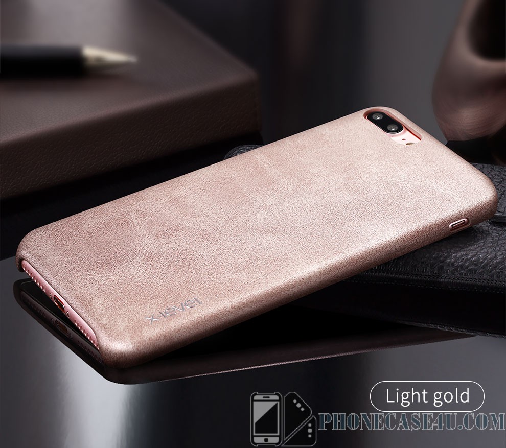 Light gold X-Level Vintage TPU Leather Phone Case For iPhone 8