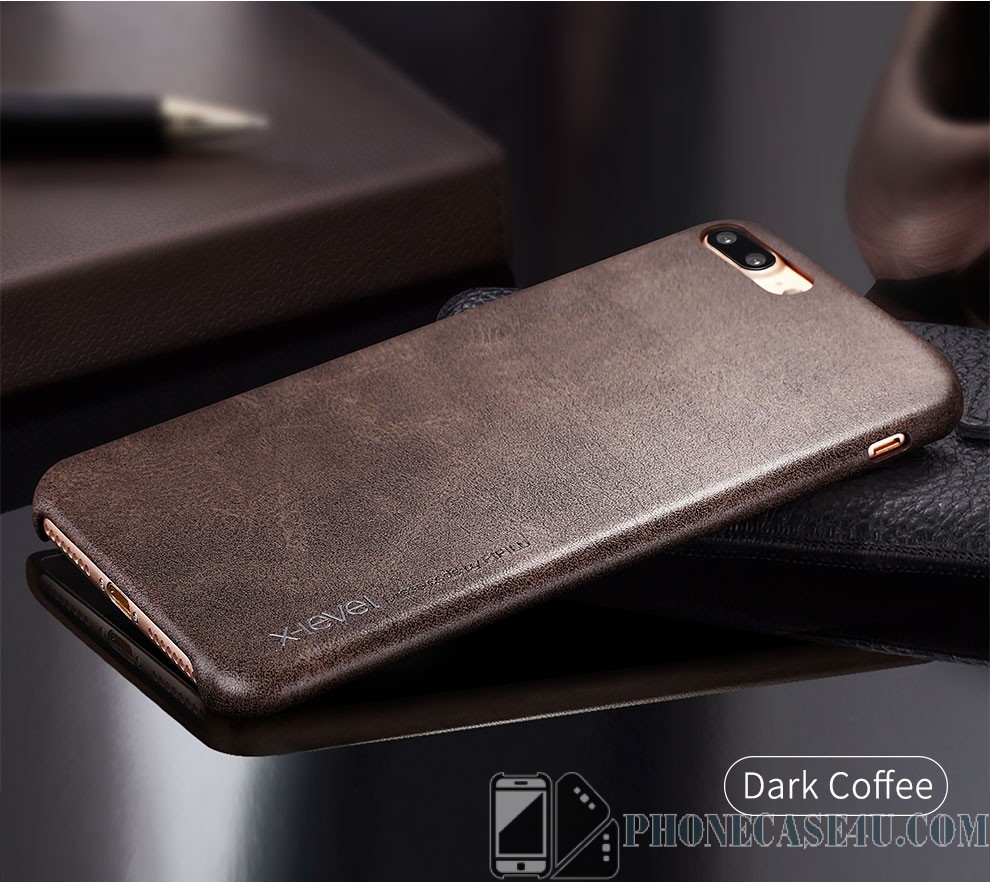 Dark Coffee X-Level Vintage TPU Leather Phone Case For iPhone 8