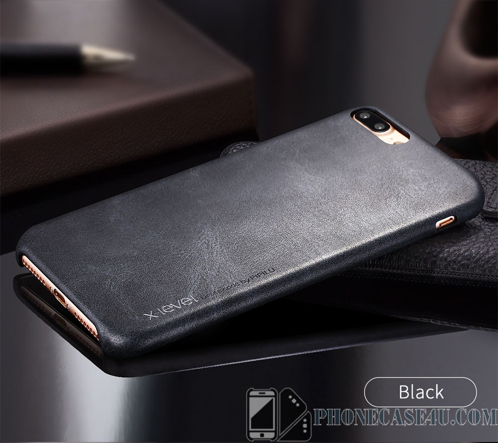 Black X-Level Vintage TPU Leather Phone Case For iPhone 8