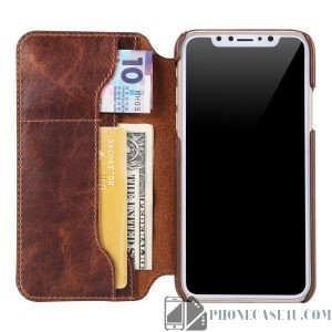 Real Leather Luxury Wallet Phone Case For iPhone XR  - Retro Collection #2019 Style 3