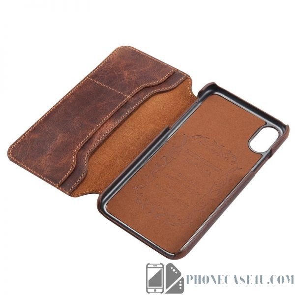 Real Leather Luxury Wallet Phone Case For iPhone XR  - Retro Collection #2019 Style 2