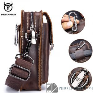 BULLCAPTAIN Real Leather Male Waist - Phone Bag For Men  4