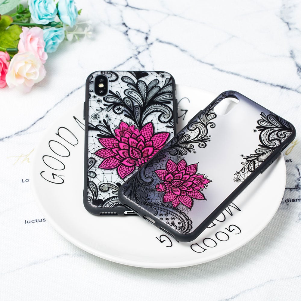 KIPX1059_4_JONSNOW Phone Case for iPhone 5S 6S 7 8 Plus Emboss Floral Rose Lace Protective Case for iPhone X XR XS Max PC Back Cover