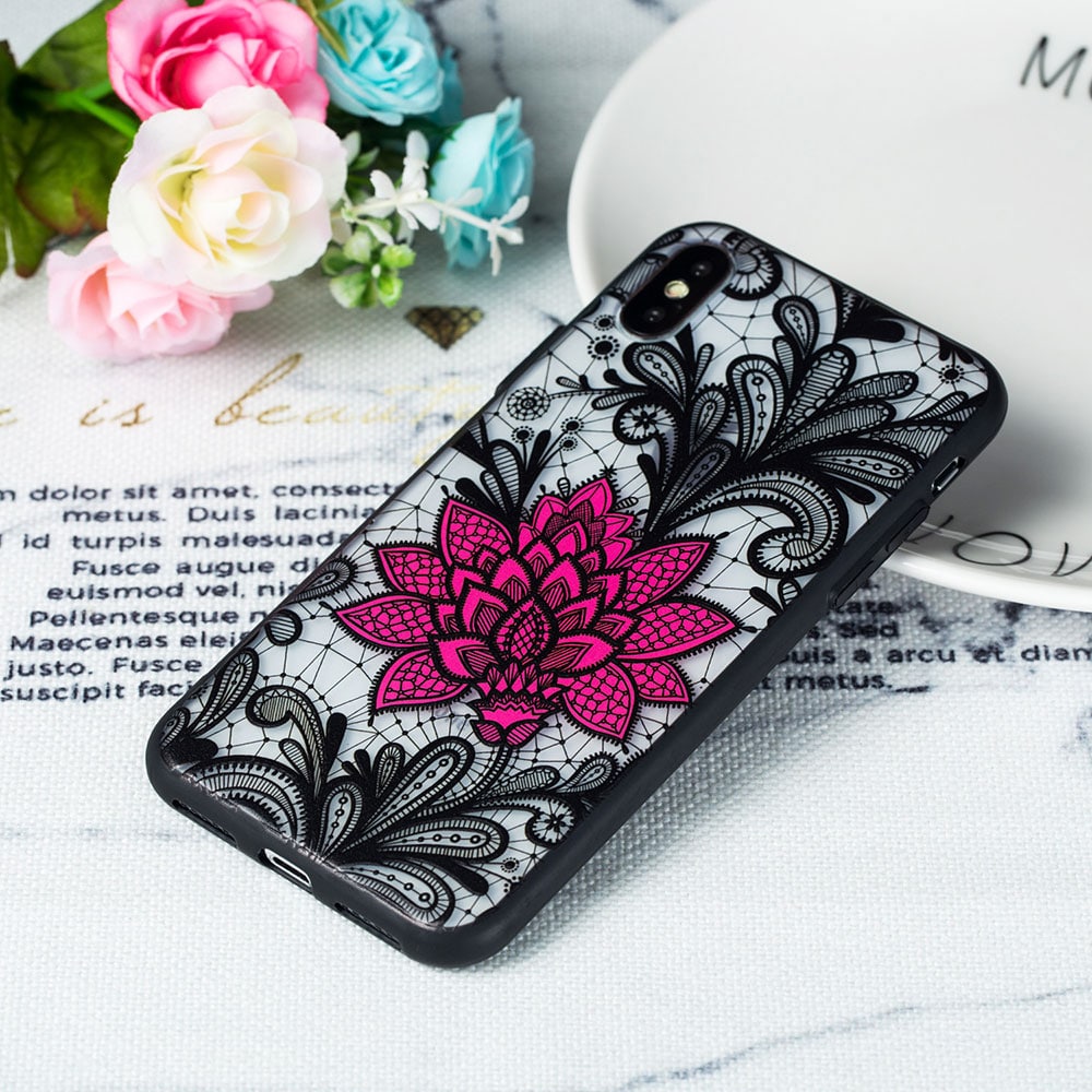 KIPX1059_5_JONSNOW Phone Case for iPhone 5S 6S 7 8 Plus Emboss Floral Rose Lace Protective Case for iPhone X XR XS Max PC Back Cover