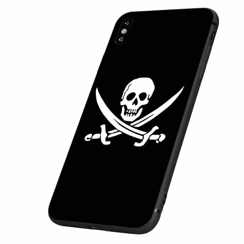 skull and swords - black background
